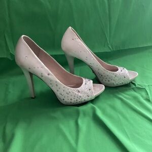 AB Studio Elegant White Rhinestone Heels